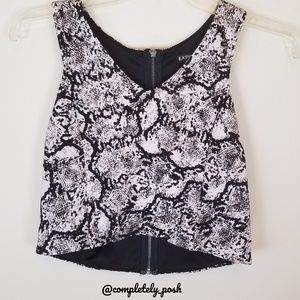EXPRESS Snakeskin Zip Up Halter Crop Top